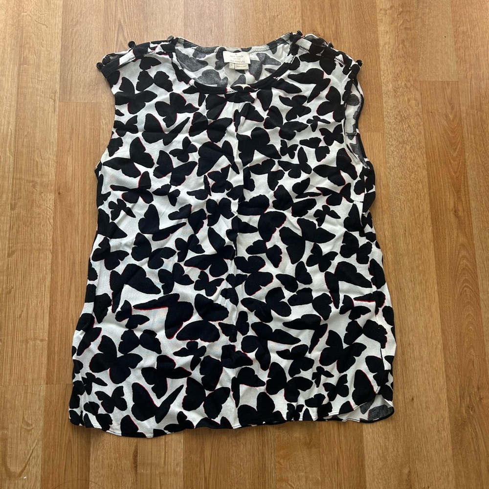 Kate Spade Black and White Butterfly Blouse